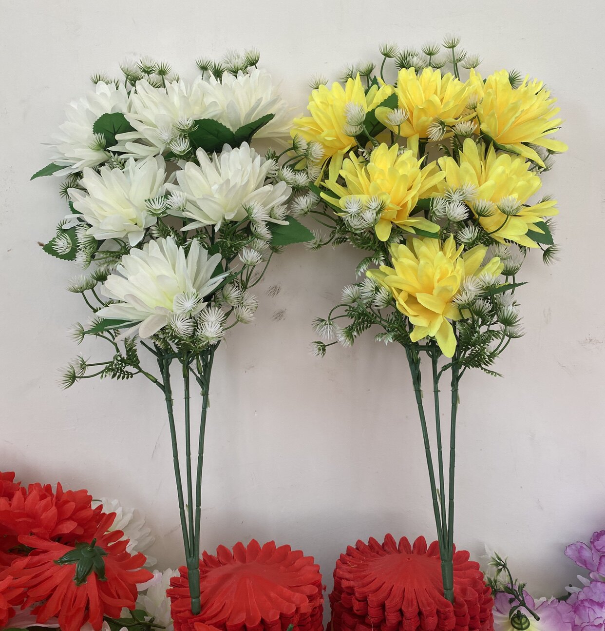 厂家直销仿真花束菊花单支假花绢花塑料清明祭祀装饰摆放花束批详情12