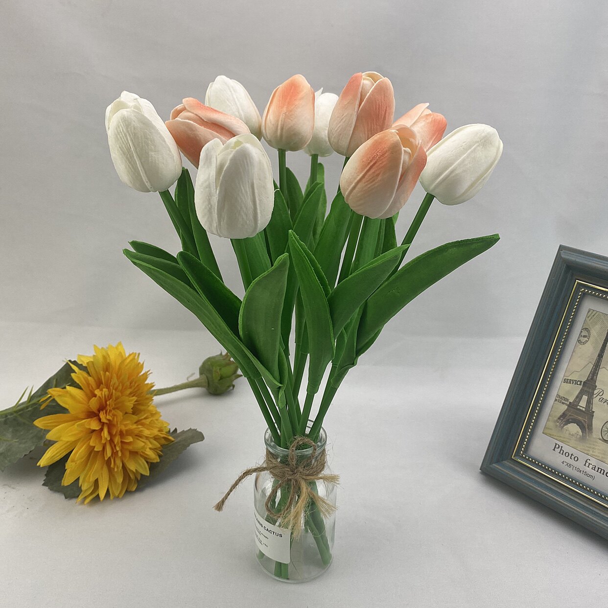 简约仿真干花束手感保湿郁金香高档插花客厅蛋糕装饰假花摆设蓝海详情8