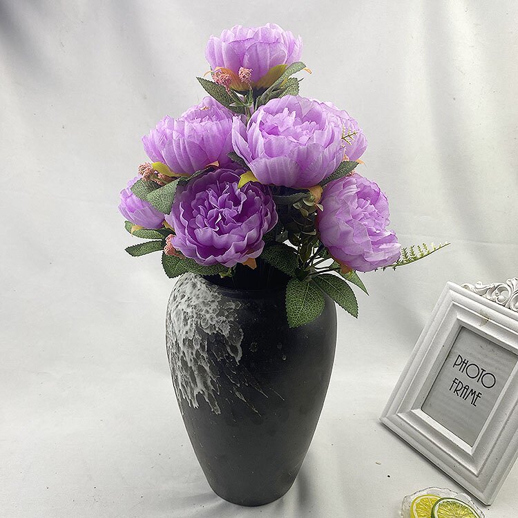 12头洋牡丹仿真把束西洋玫瑰假绢花婚礼婚庆插花装饰欧式花墙花艺详情17