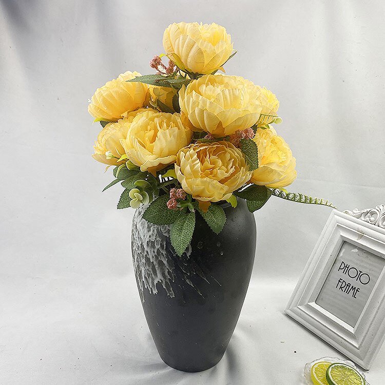 12头洋牡丹仿真把束西洋玫瑰假绢花婚礼婚庆插花装饰欧式花墙花艺详情20