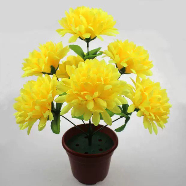 7头菊花清明仿真墓地装饰祭祀扫墓塑料绢花假花盆栽陵园花束详情6