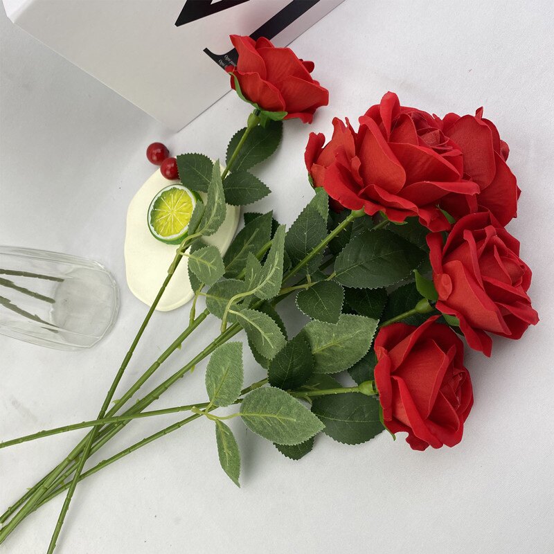仿真单支玫瑰花束假花绢花干花家居装饰客厅卧室餐桌摆件婚庆拍照详情6