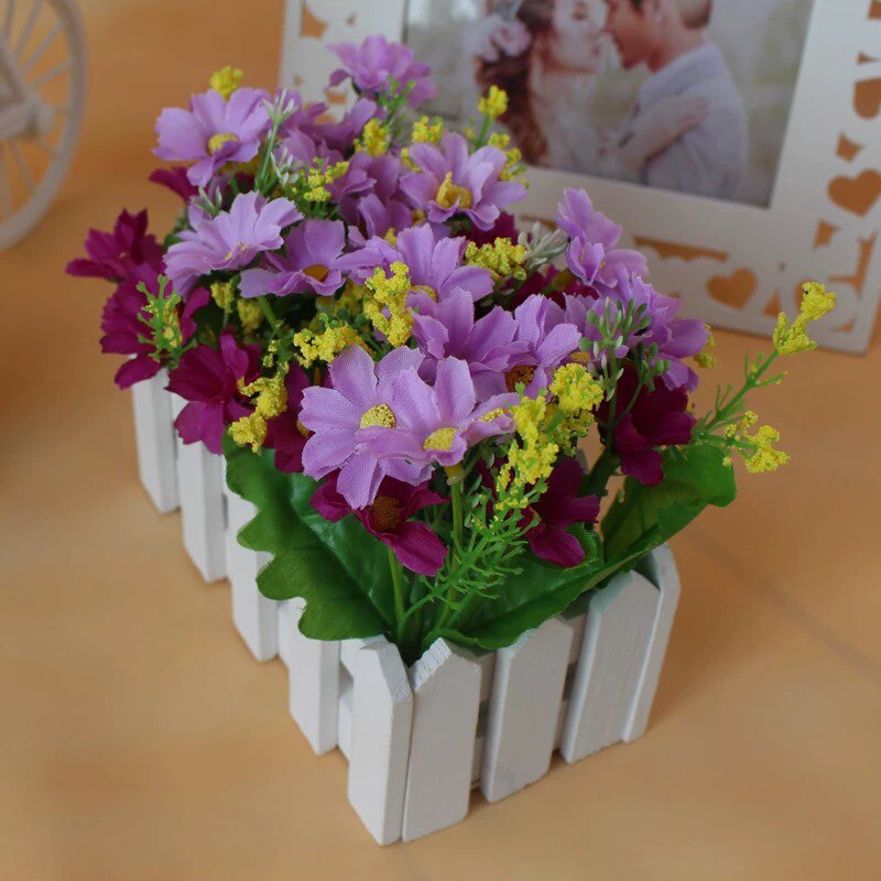 尤加利摆件木栅栏花套装仿真花假花道具盆栽花塑料花艺绿植草花详情13