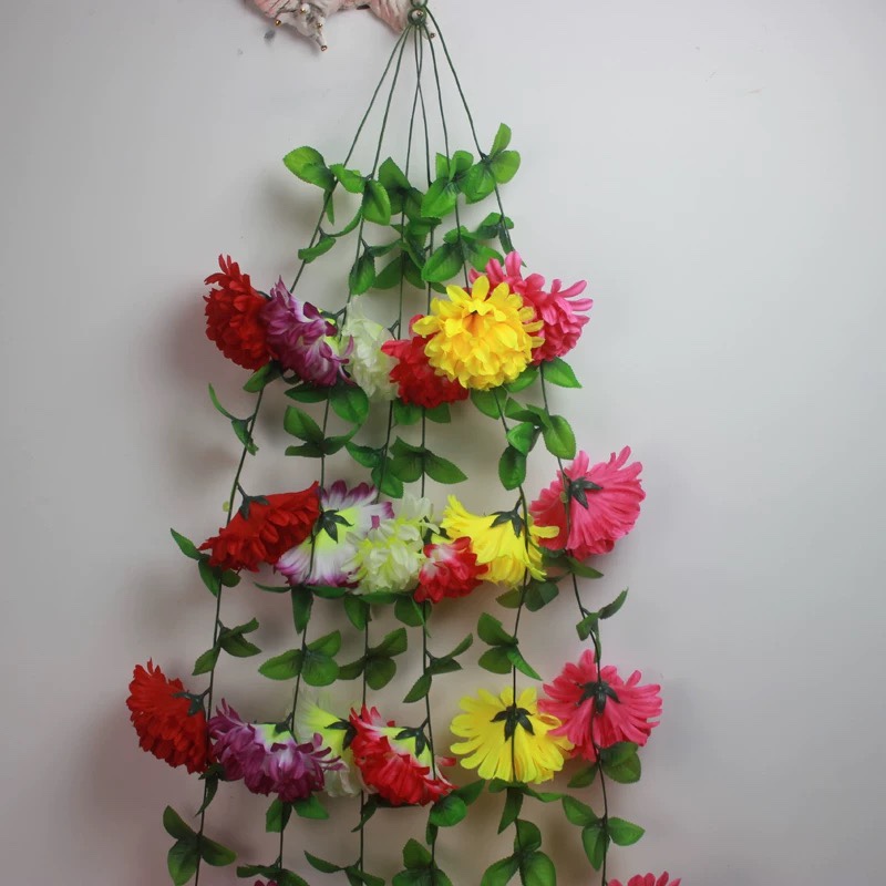 清明仿真菊花假花绢花藤条藤蔓祭祀扫墓上坟祭祖墓碑挂壁塑料花链详情8
