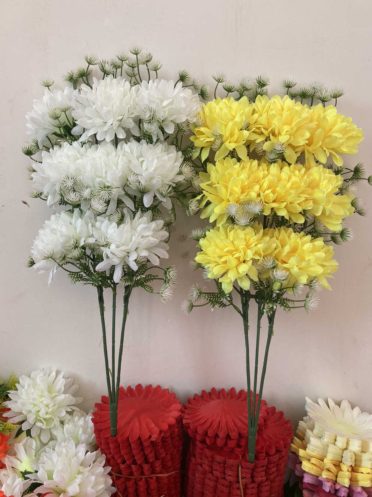 厂家直销仿真花束菊花单支假花绢花塑料清明祭祀装饰摆放花束批详情14