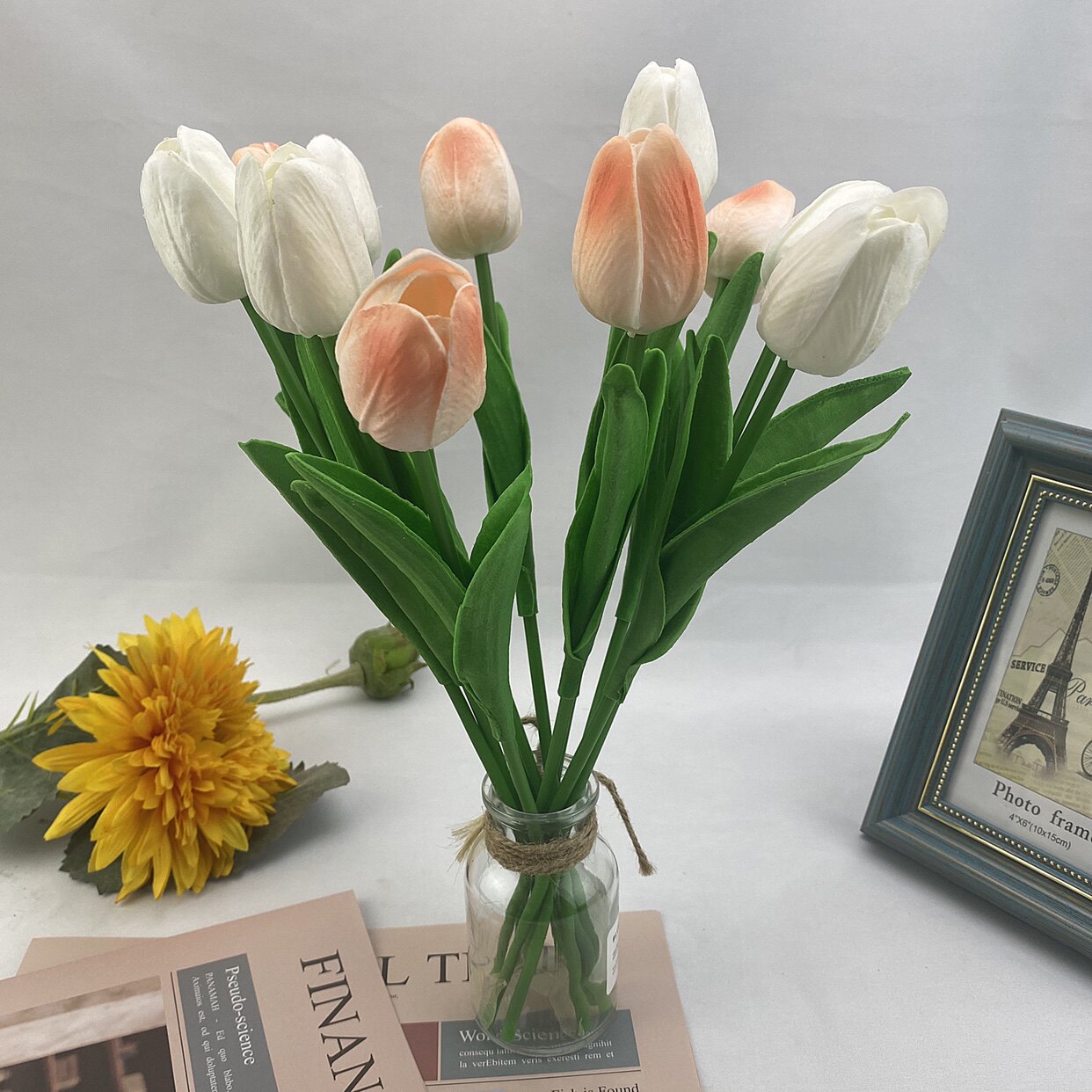 简约仿真干花束手感保湿郁金香高档插花客厅蛋糕装饰假花摆设蓝海详情16