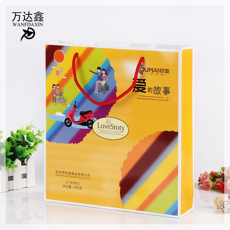 Paper bag cowhide portable advertising paper bag custom clothing handbag custom gift bag printing from 500