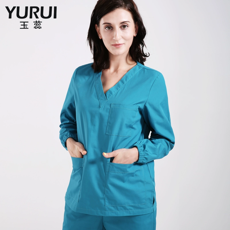 Họ lộc vừng phòng mổ quần áo phẫu thuật dành cho nam giới và phụ nữ nha sĩ overalls lớn kích thước V-cổ quần áo dài tay rửa phù hợp 