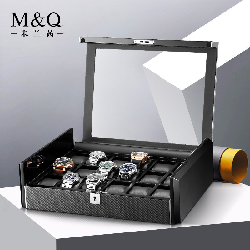 Milan Sie Watch Box Containing Box Mechanical Wrist Watch Display Case Solid Wood Prime Accessories Box Collection Box With Lock Home-Taobao