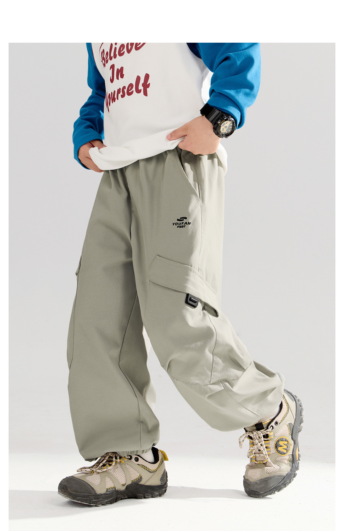 Zhen Youfan Boys' Pants Autumn New Style Children's Cargo Pants Spring and Autumn Big Boys' Long Pants Autumn Outdoor Hiking Pants — 45