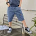 Bé trai quần short denim quần áo mùa hè đẹp trai phần mỏng quần năm điểm của trẻ em kéo dài mùa hè rách quần ống túm bé trai thủy triều - Quần jean