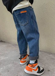 Детская куртка Жан 男童牛仔外套加厚冬款洋气儿童羊羔毛冬季帅气冬天中大童冬装 Zhen fan