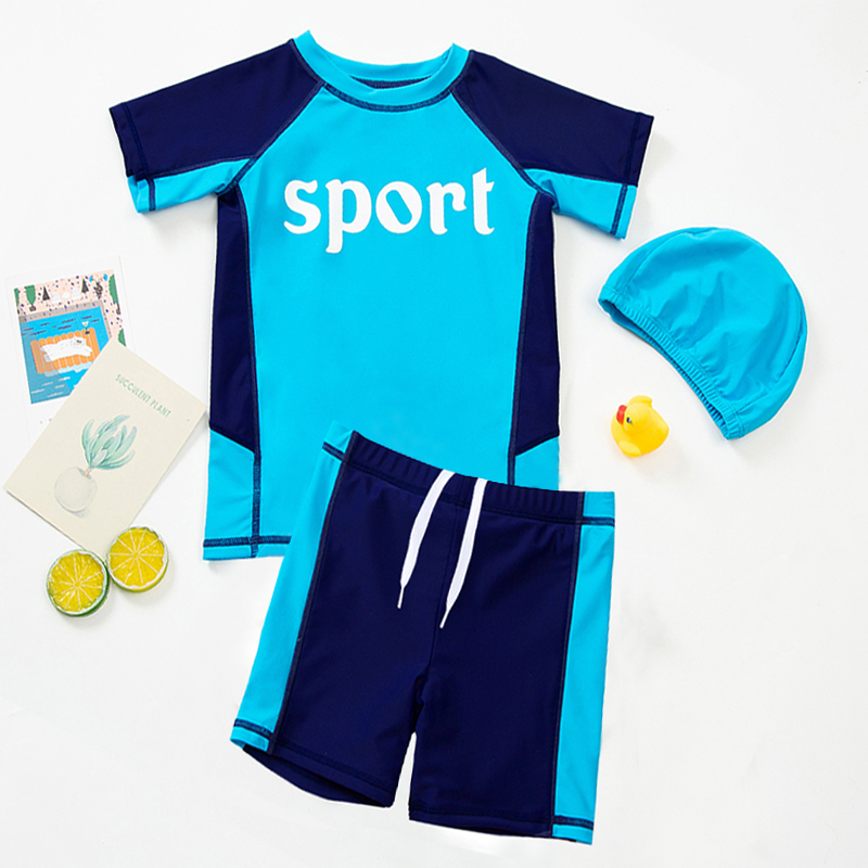 Children's swimsuit two-piece boys middle-aged children's swimming trunks boys quick-drying suit 2022 new sunscreen swimwear