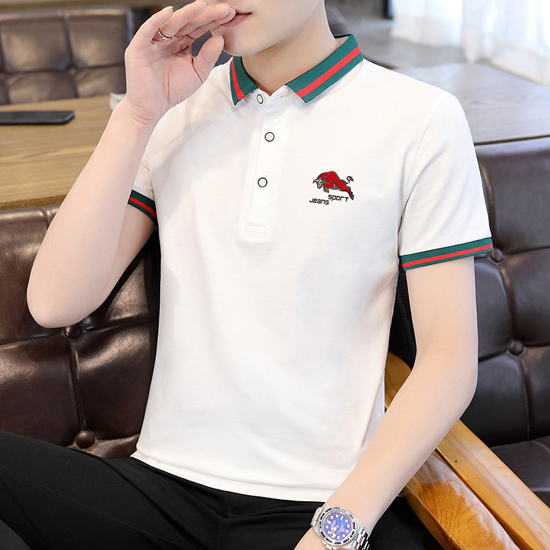 夏季男士polo衫潮流短袖t恤修身翻领半截袖打底小衫上衣服