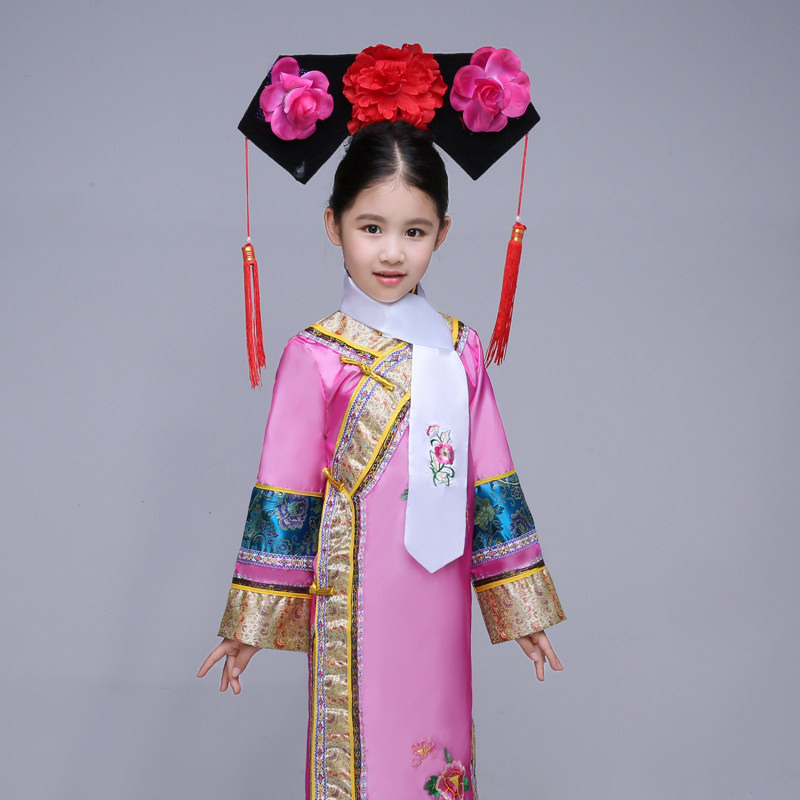 儿童清朝格格装 满族服装小晴川小燕子连体格格服 古装宫廷丫鬟服-阿里巴巴