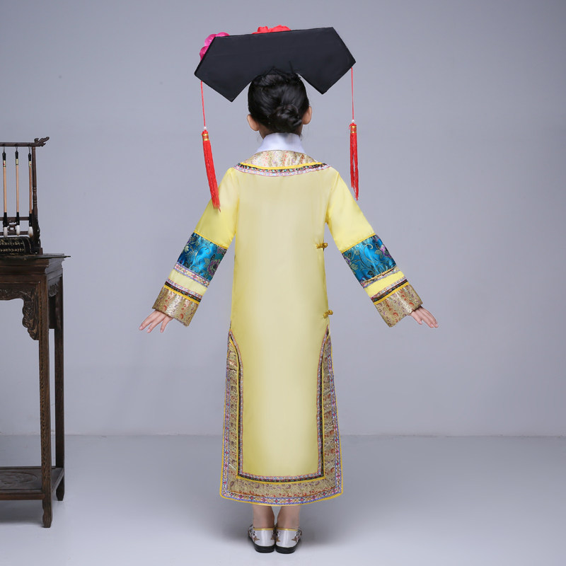 儿童清朝格格装 满族服装小晴川小燕子连体格格服 古装宫廷丫鬟服-阿里巴巴