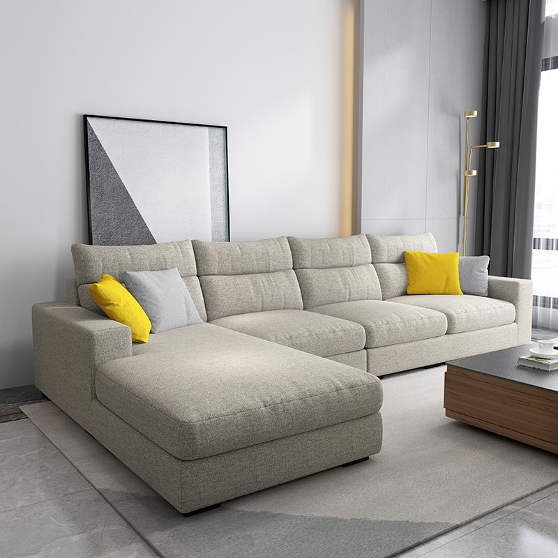 Nordic cloth Sofa Living Room Corner Polished Wood Square Latex Sofa Combination Small Family minimalist washable sofa