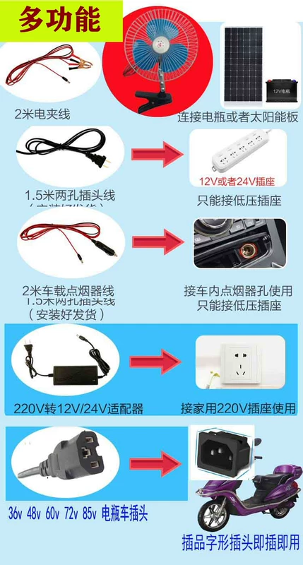 Xe điện 48V60 quạt điện áp rộng 12 ắc quy xe ba bánh điện áp thấp xe tải điện 24 vôn - Quạt điện