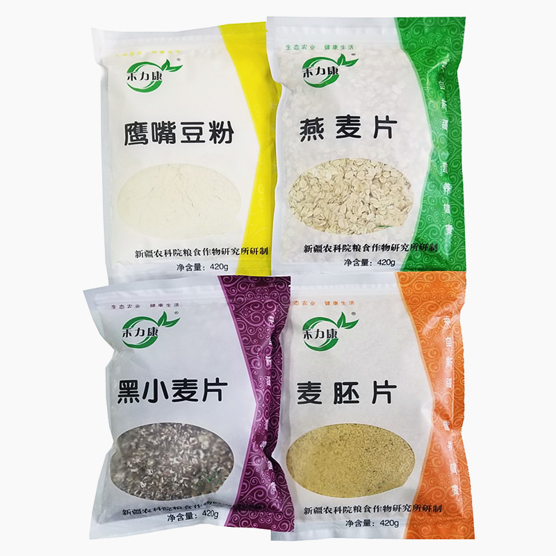 The grain research institute of Xinjiang Academy of Agricultural Sciences developed 420g chickpeas powder wheat-wheat flakes black wheat flakes