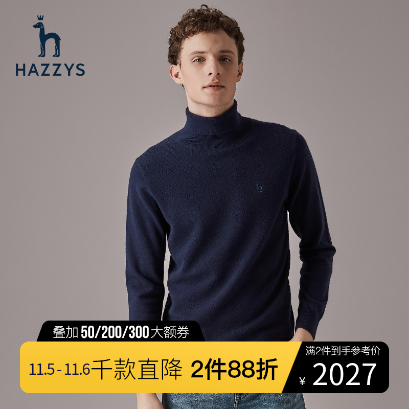 Hazzys Haggis men's casual turtleneck sweater warm business men's trend sweater Korean top
