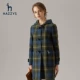 Hazzys Haggis khí chất cổ điển giản dị kẻ sọc Hàn Quốc áo len trùm đầu sừng nút áo khoác phụ nữ hợp thời trang - Áo khoác ngắn