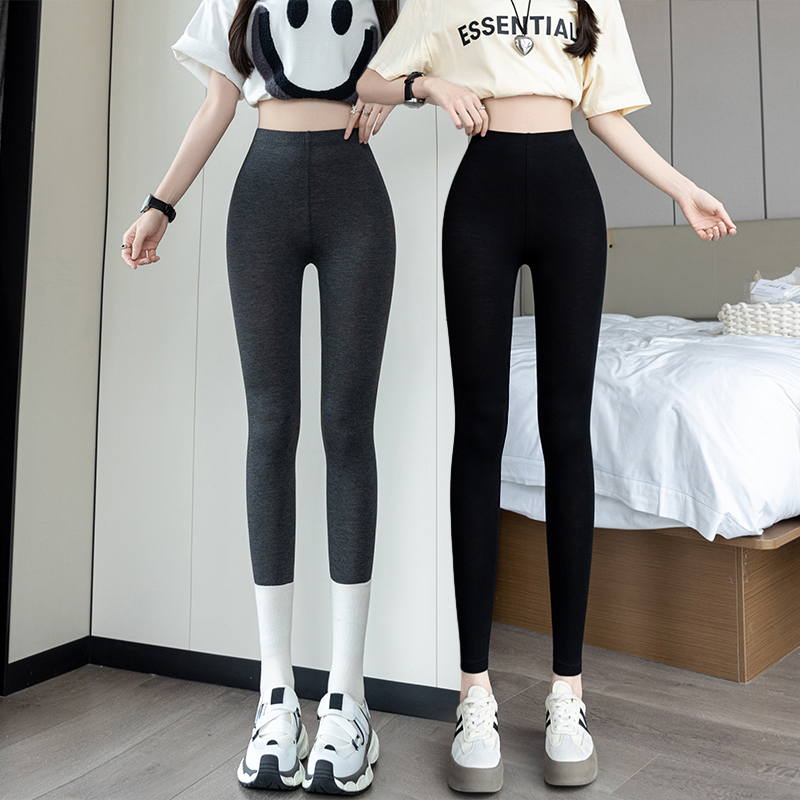 Modal Leggings for Women, Suitable for Outerwear in Spring and Autumn, Thin Style, Tight-Fitting, Plus Size, Stretchy, Black Yoga Nine-Point Pants