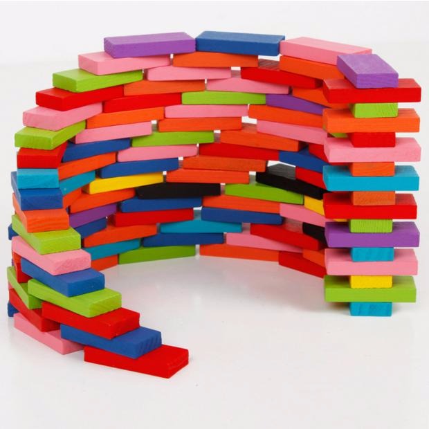 100 mảnh cầu vồng domino RB55 khối gỗ bé bé giáo dục sớm đồ chơi giáo dục bộ đồ chơi xếp hình lego