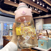 Summer large capacity 1000ml water cup with straw Female super belly net red kettle bottle portable childrens cute cup