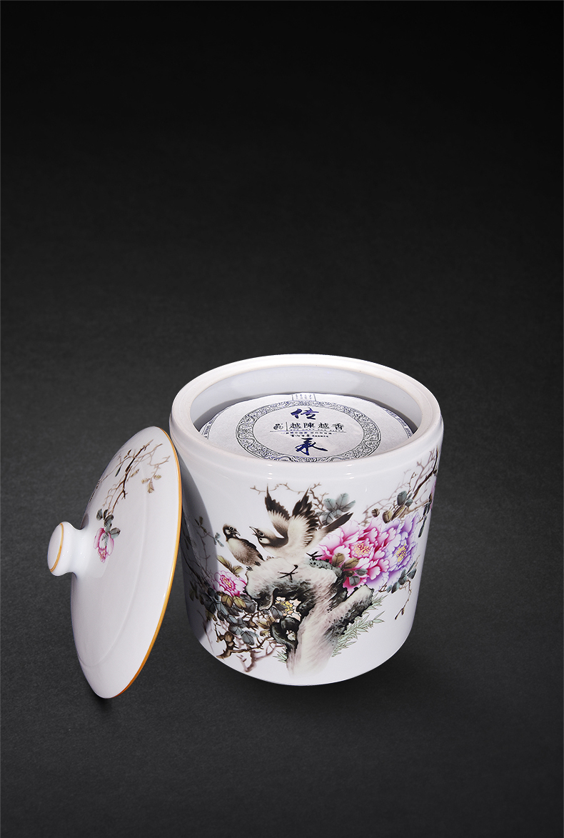 Jingdezhen ceramic famille rose straight blooming flowers tea pot Chinese style living room home decoration furnishing articles craft gift
