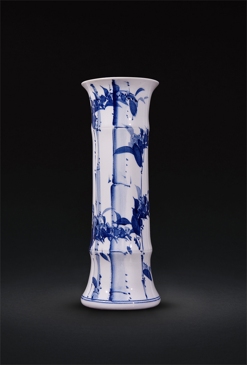 Jingdezhen blue and white porcelain painting Chinese checking flower vase furnishing articles sitting room porch decoration ceramics handicraft