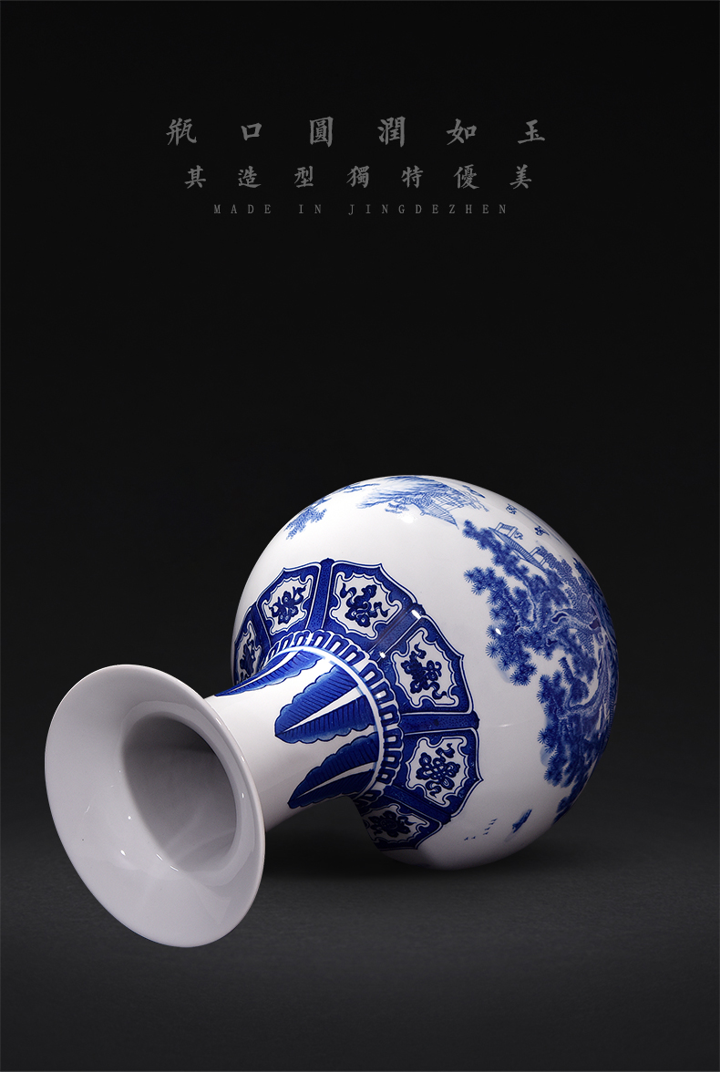 Jingdezhen ceramics archaize qianlong landscape of blue and white porcelain vases, flower arranging Chinese sitting room adornment handicraft furnishing articles