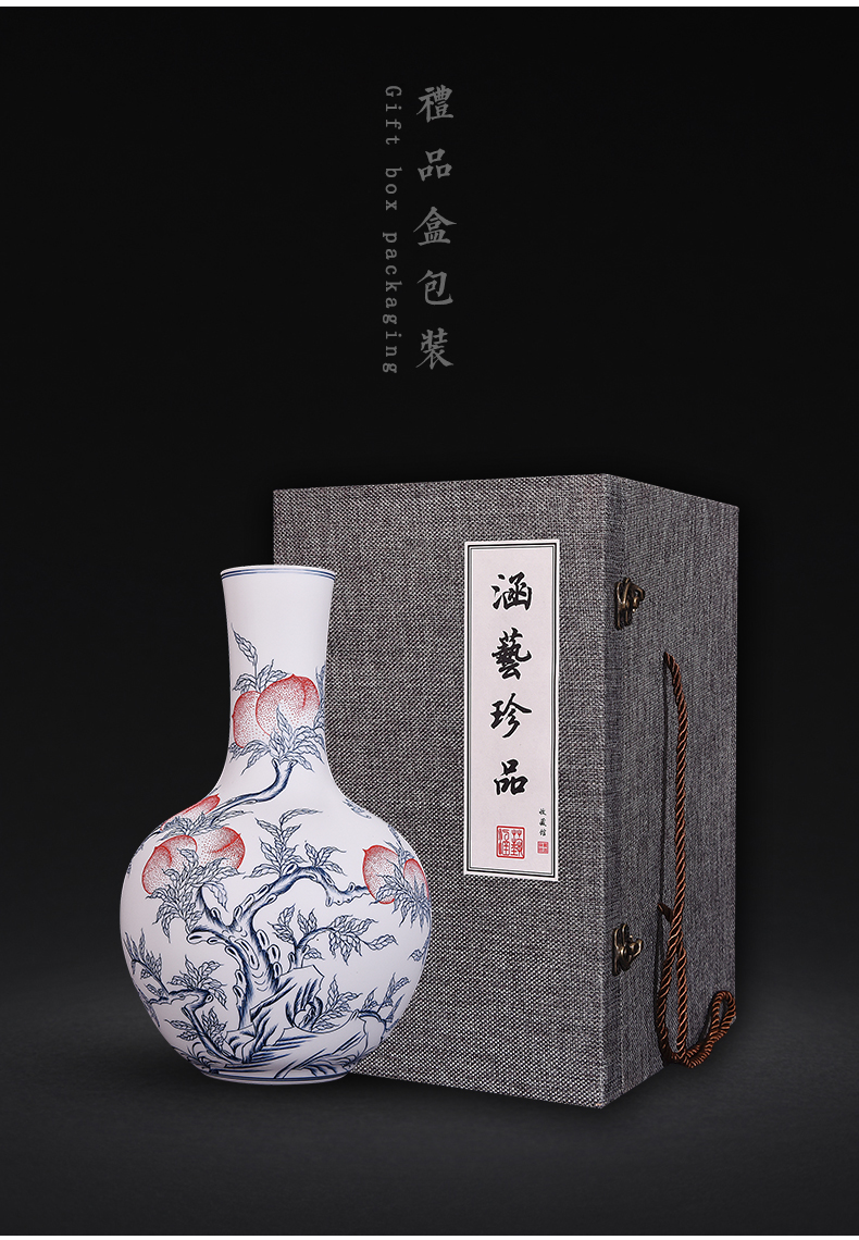 Jingdezhen ceramics hand - made porcelain unglazed flat peach sitting room porch of new Chinese style household adornment handicraft furnishing articles