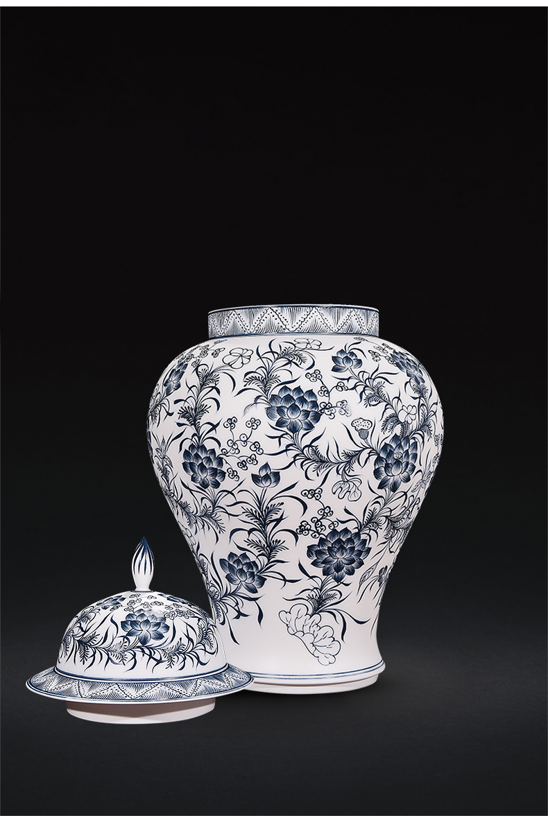 General antique hand - made of blue and white porcelain of jingdezhen ceramics unglazed pot household of Chinese style living room decoration craft gift