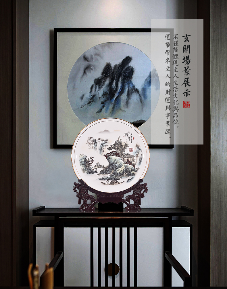 Jingdezhen porcelain pottery brigitte jian was born the tide decorate dish by dish hang dish of new Chinese style living room porch handicraft furnishing articles