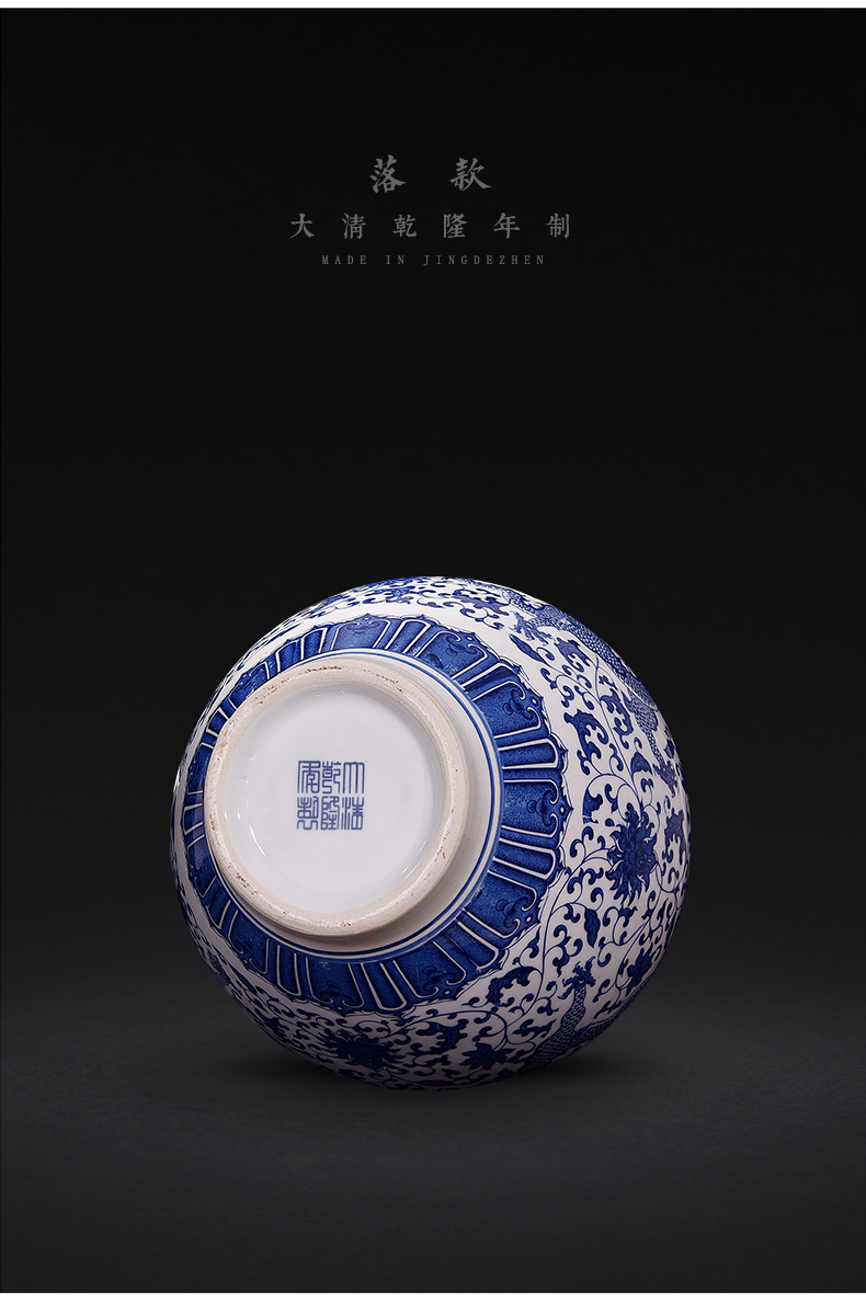 Jingdezhen ceramics antique blue - and - white bound branch dragon vase of new Chinese style furnishing articles flower arrangement sitting room adornment handicraft