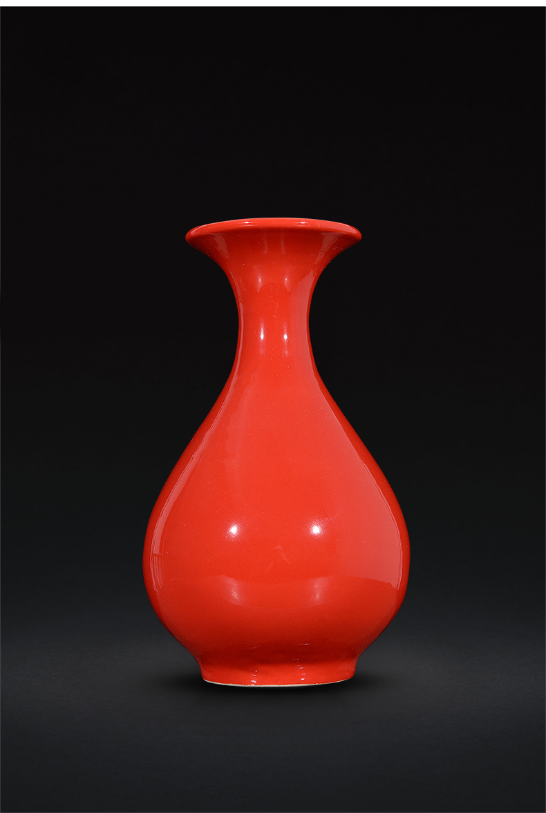 Modern Chinese jingdezhen ceramics full red glaze vase sitting room home decoration wedding gifts handicraft furnishing articles