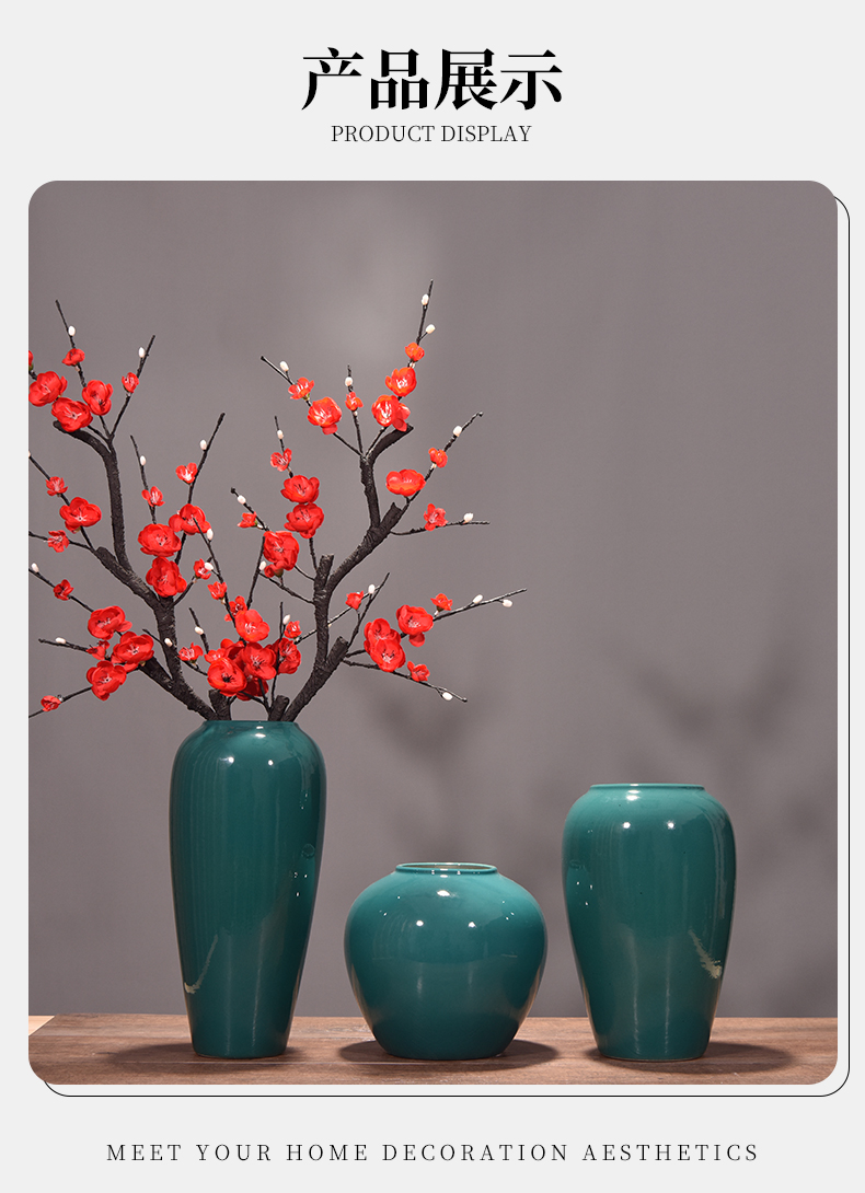 Jingdezhen ceramic Chinese style restoring ancient ways is coarse pottery dried flower water raise floret bottle of flower arranging furnishing articles of TV bar face sitting room
