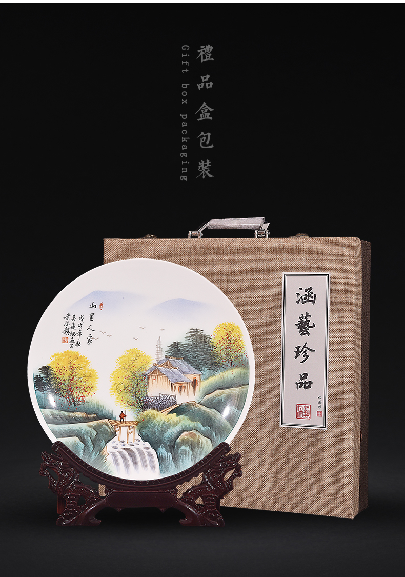 Jingdezhen ceramic hand - made family decorate dish by dish hang dish in the mountains of new Chinese style living room porch handicraft furnishing articles