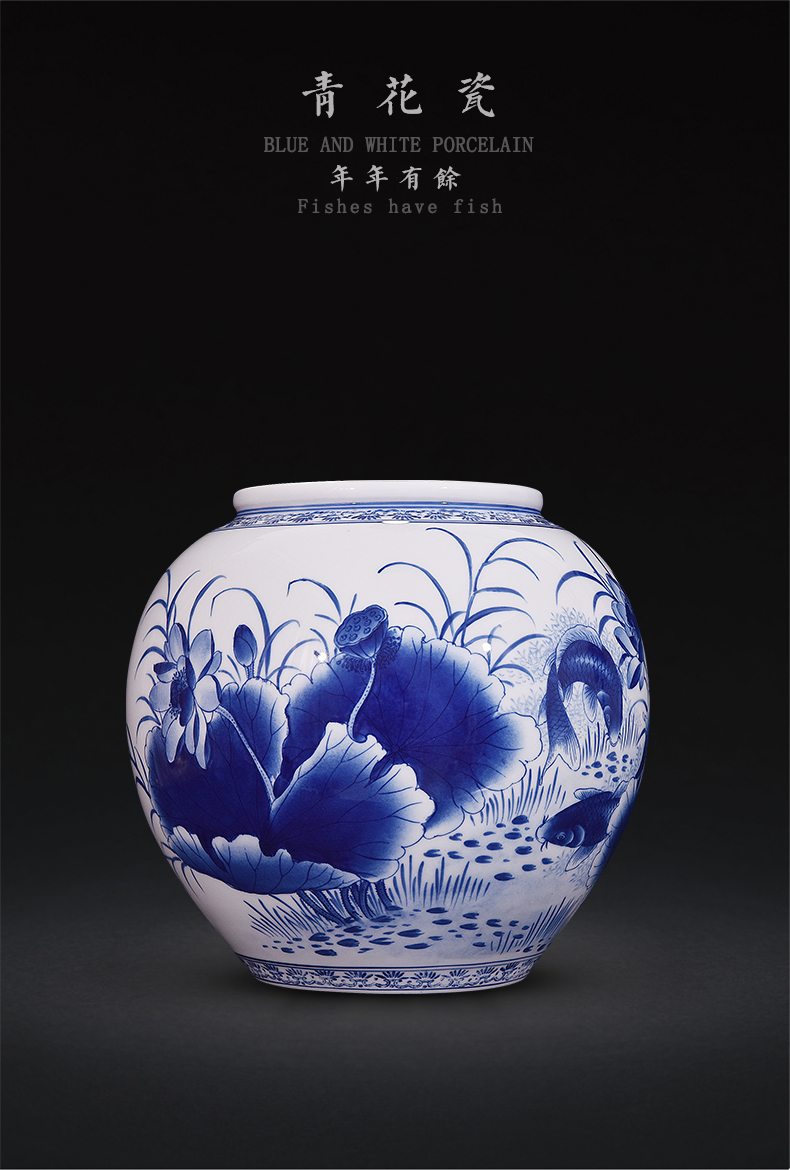 Hand - made porcelain of jingdezhen ceramics for wining year after year blessing tube of new Chinese style flower arrangement sitting room adornment handicraft furnishing articles
