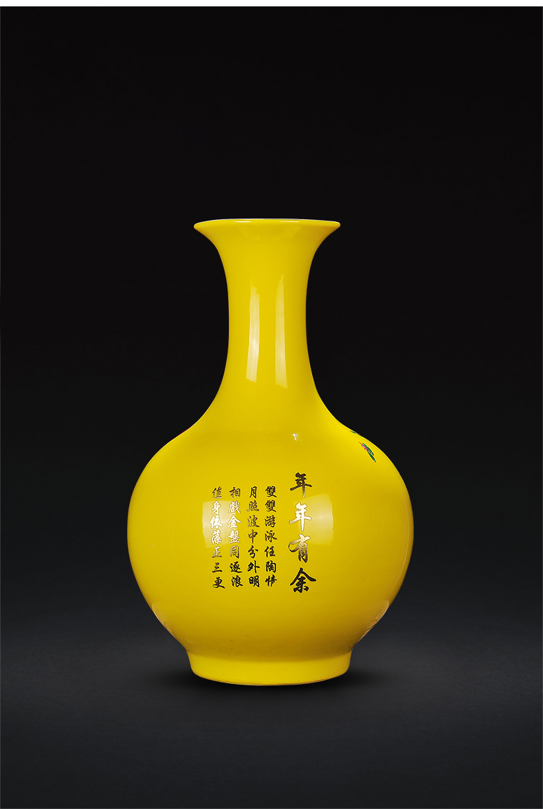 Jingdezhen ceramics yellow every year more than the vase sitting room of Chinese style household adornment handicraft furnishing articles arranging flowers