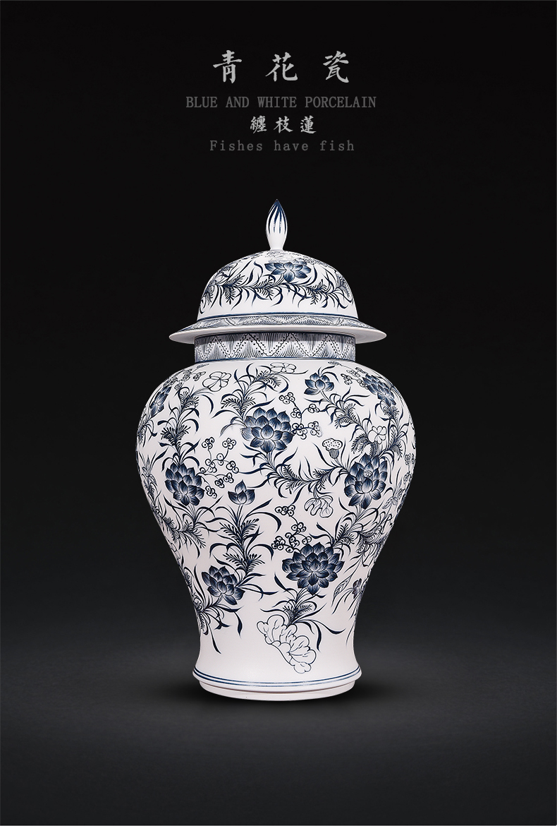 General antique hand - made of blue and white porcelain of jingdezhen ceramics unglazed pot household of Chinese style living room decoration craft gift