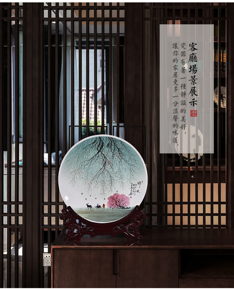 Jingdezhen ceramics hand - made decorative plate of the new Chinese style decorates porch sitting room adornment handicraft TV ark, furnishing articles