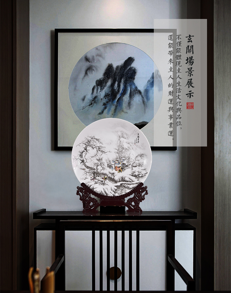 Jingdezhen ceramics snow creek mountain snow decorative hanging dish sat dish sitting room home decoration handicraft furnishing articles