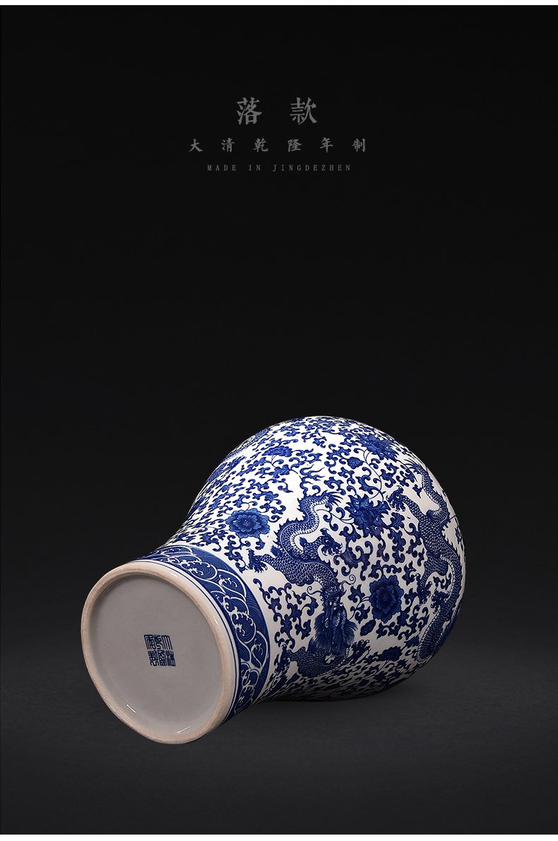 Blue and white porcelain of jingdezhen ceramics antique vases, flower arranging the sitting room of Chinese style household decorate gifts TV ark, furnishing articles