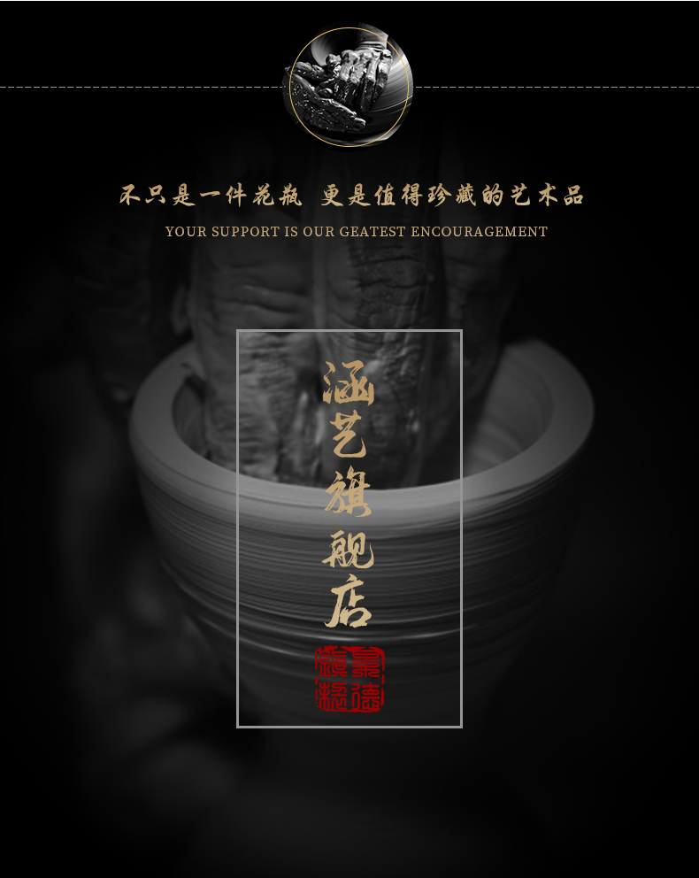 Jingdezhen ceramic Chinese style restoring ancient ways is coarse pottery dried flower water raise floret bottle of flower arranging furnishing articles of TV bar face sitting room