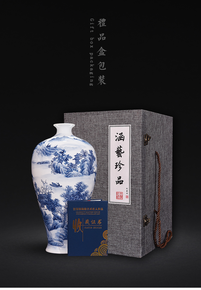 Jingdezhen ceramic hand - made porcelain shan spring scenery beauty bottles of sitting room place flower arrangement of new Chinese style decoration