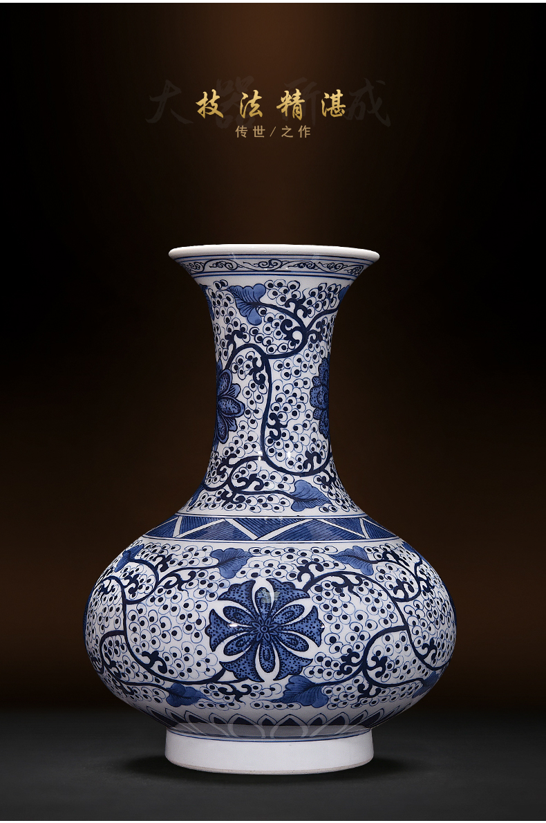 Jingdezhen ceramics hand - made porcelain vases, flower receptacle furnishing articles around branches of new Chinese style household living room decoration