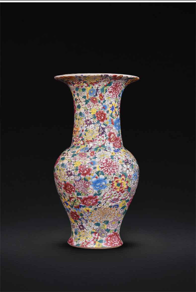 Jingdezhen ceramics famille rose porcelain vase flowers sitting room place flower arrangement of new Chinese style decoration craft gift