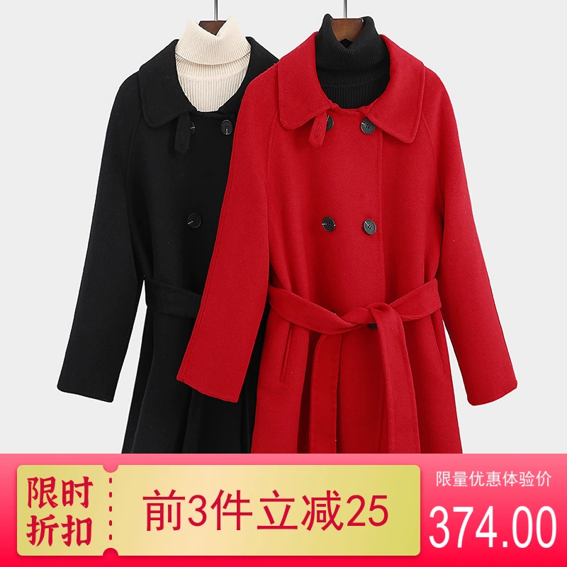 2019 mùa thu và mùa đông mới áo khoác len cashmere hai mặt nhỏ dành cho nữ - Trung bình và dài Coat