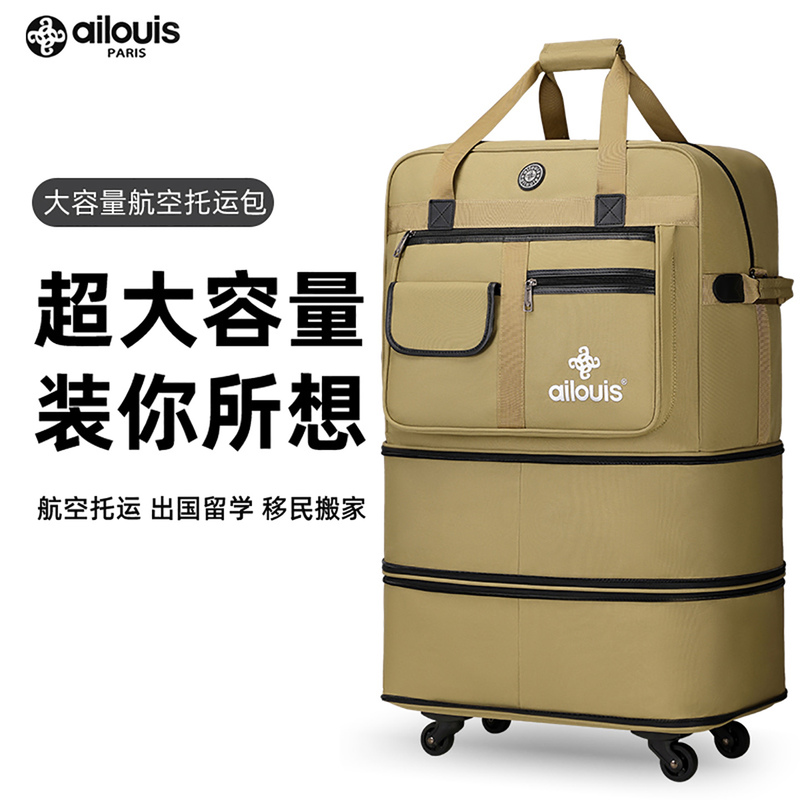 Checked Luggage Bag for Students Moving Abroad Oxford Cloth Expandable Large-Capacity Travel Bag Universal Wheel Foldable Suitcase
